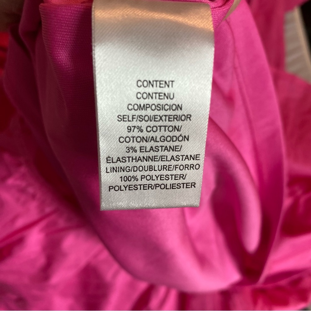 WAYF Hot Pink Puff Sleeve Cutout Mini Dress Size M NWT - Picture 6 of 7